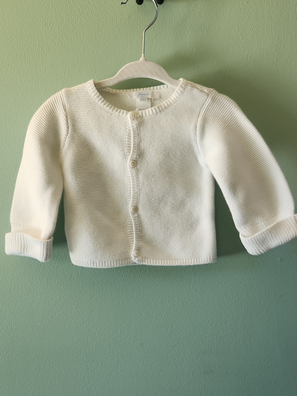 Jacadi Paris White Cotton Cardigan Sweater